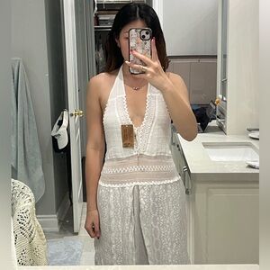 white lace beach-y crochet dress